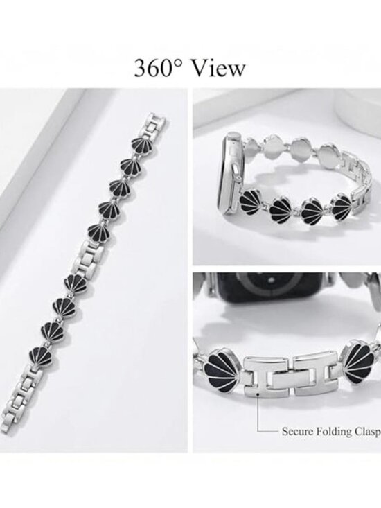 NEW Black/Silver  Luxury Apple Watch Band